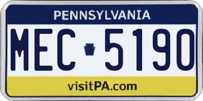 PA license plate MEC5190