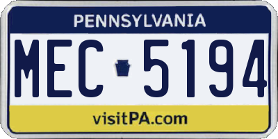 PA license plate MEC5194