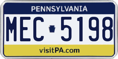 PA license plate MEC5198