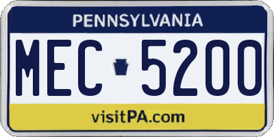 PA license plate MEC5200