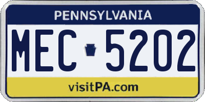 PA license plate MEC5202