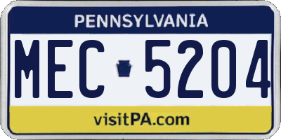 PA license plate MEC5204