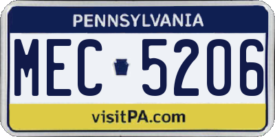 PA license plate MEC5206