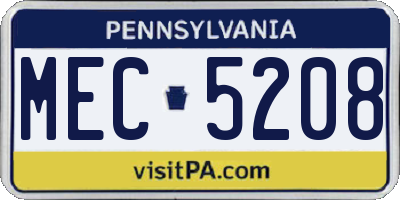 PA license plate MEC5208