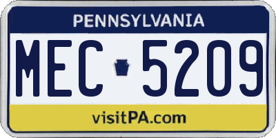 PA license plate MEC5209
