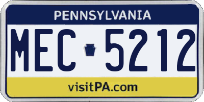 PA license plate MEC5212