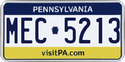 PA license plate MEC5213