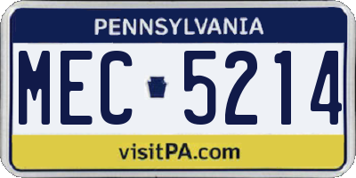 PA license plate MEC5214
