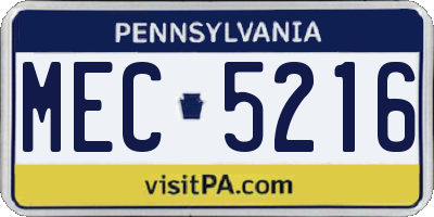PA license plate MEC5216