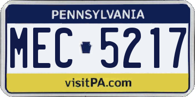 PA license plate MEC5217