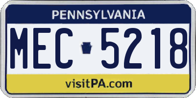 PA license plate MEC5218