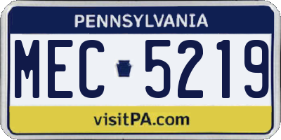 PA license plate MEC5219