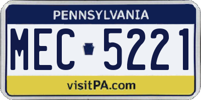 PA license plate MEC5221