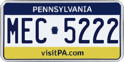 PA license plate MEC5222