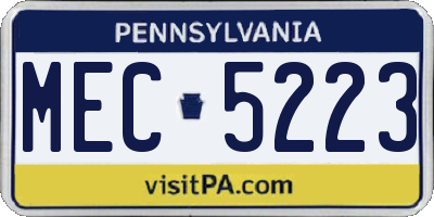 PA license plate MEC5223