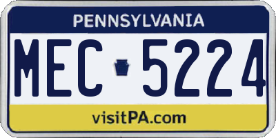 PA license plate MEC5224