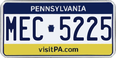 PA license plate MEC5225