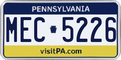 PA license plate MEC5226