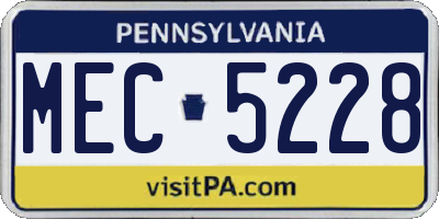 PA license plate MEC5228