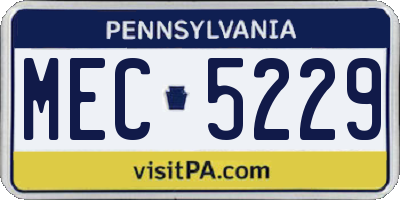 PA license plate MEC5229
