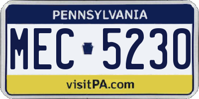 PA license plate MEC5230