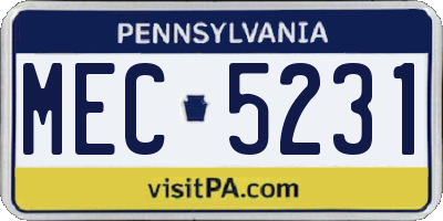 PA license plate MEC5231