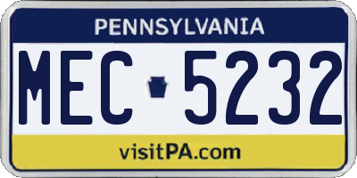 PA license plate MEC5232