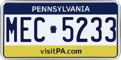 PA license plate MEC5233