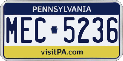 PA license plate MEC5236