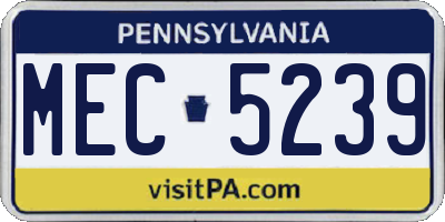 PA license plate MEC5239
