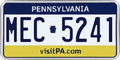 PA license plate MEC5241