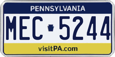 PA license plate MEC5244