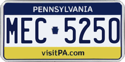 PA license plate MEC5250