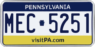 PA license plate MEC5251