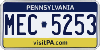 PA license plate MEC5253