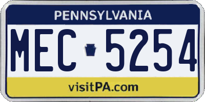 PA license plate MEC5254