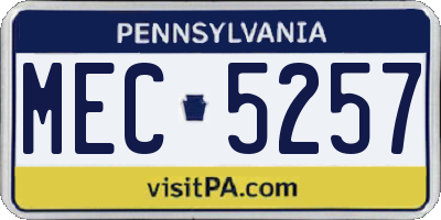 PA license plate MEC5257