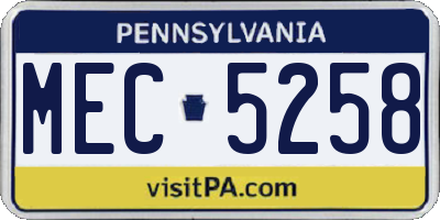PA license plate MEC5258