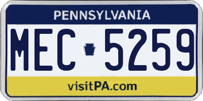 PA license plate MEC5259