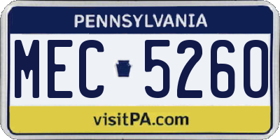 PA license plate MEC5260