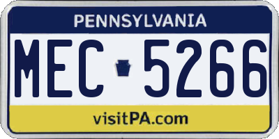 PA license plate MEC5266