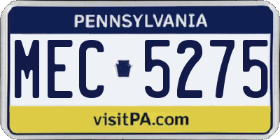 PA license plate MEC5275