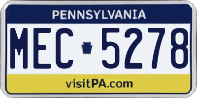 PA license plate MEC5278