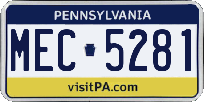 PA license plate MEC5281