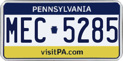 PA license plate MEC5285