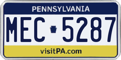 PA license plate MEC5287