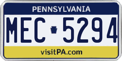 PA license plate MEC5294