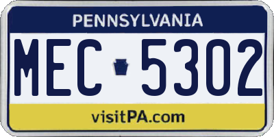 PA license plate MEC5302