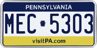 PA license plate MEC5303