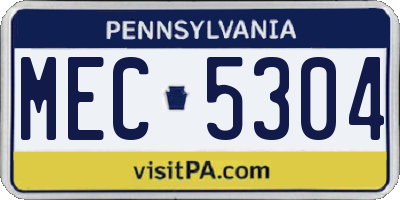 PA license plate MEC5304